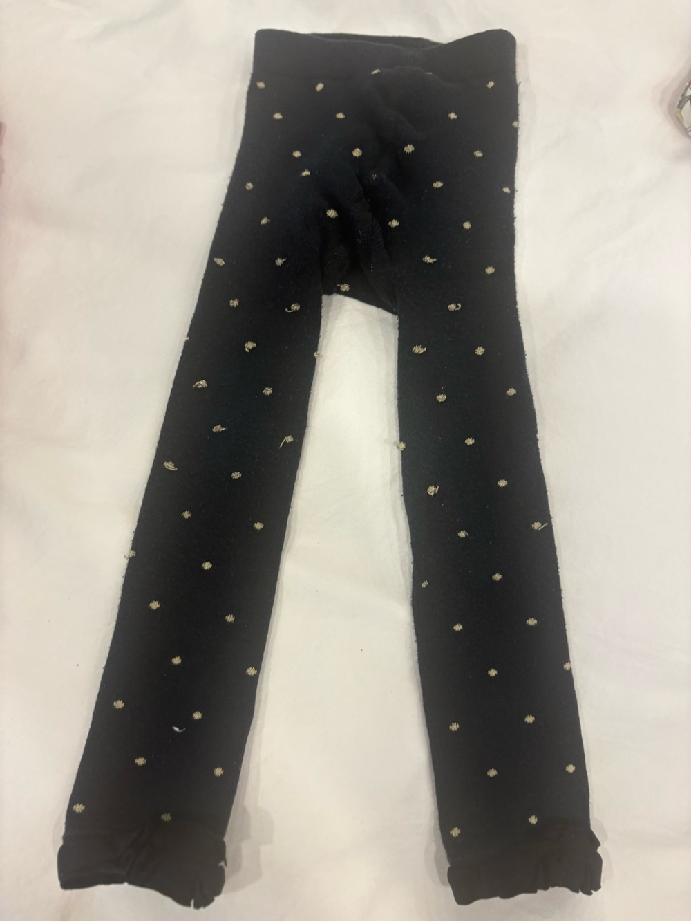 Ruffle Butts Black Leggings with Gold Dot Accents
